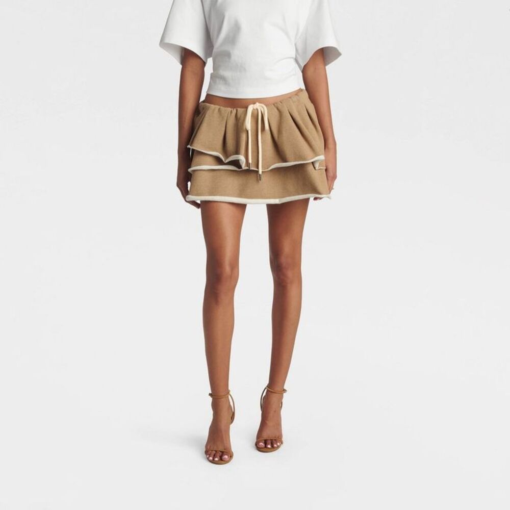 KBB by KAHLANA Women's 'The Tiered Mini Skirt' - Camel L